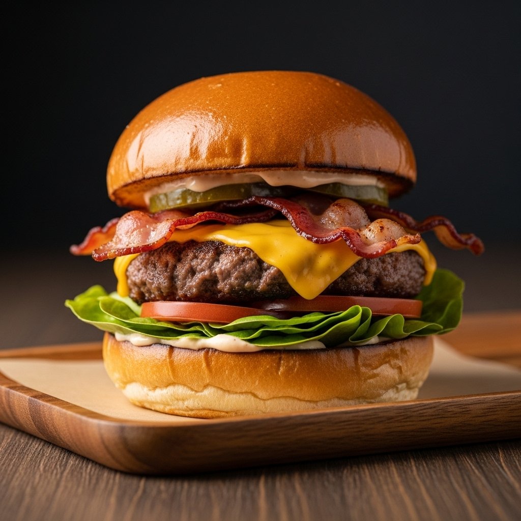 Fotografia de Hamburguer Estilo Hero Shot